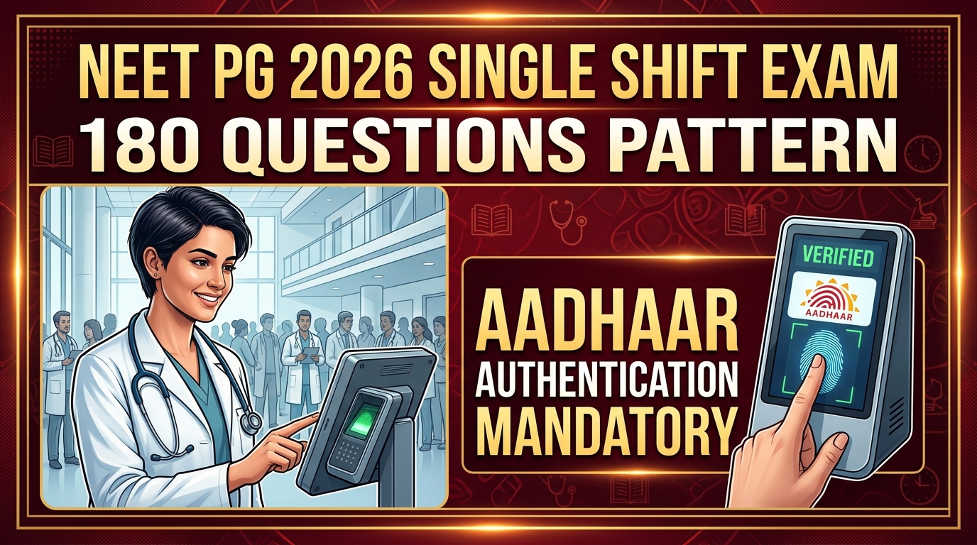 NEET PG 2026: Exam to be Held in Single Shift, Questions Reduced to 180, Mandatory Aadhaar Authentication Announced — NEET PG Counselling Guide | Vidyapaath