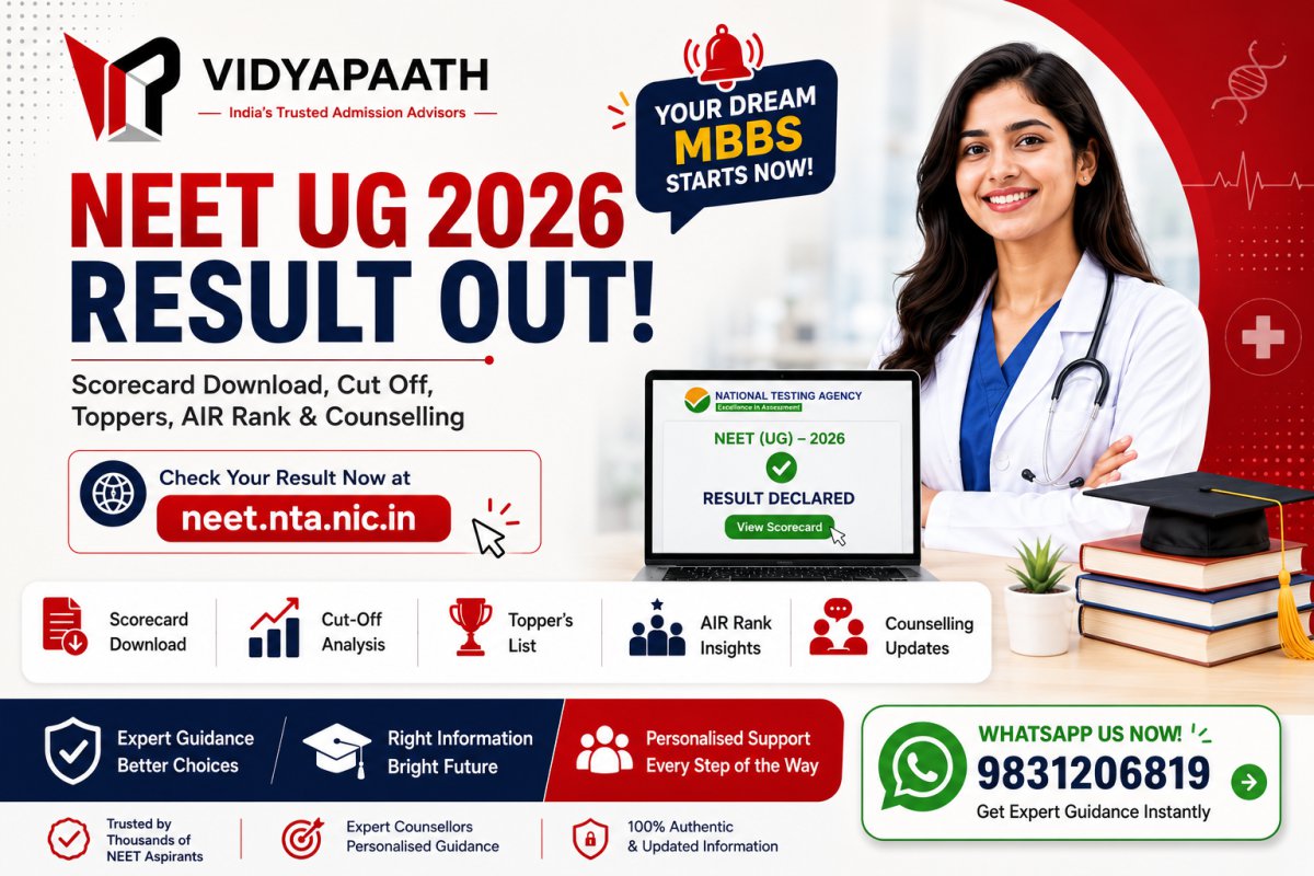NEET UG 2026 Result Out: Scorecard Download, Cut Off, AIR Rank, Toppers & MBBS Counselling Guide — NEET UG 2026 Counselling Guide | Vidyapaath